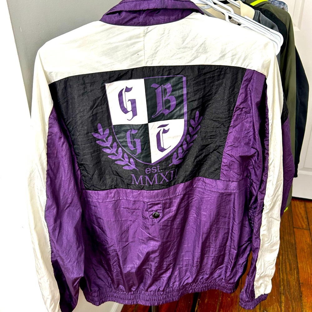 Black/Purple/White swishy CREW jacket